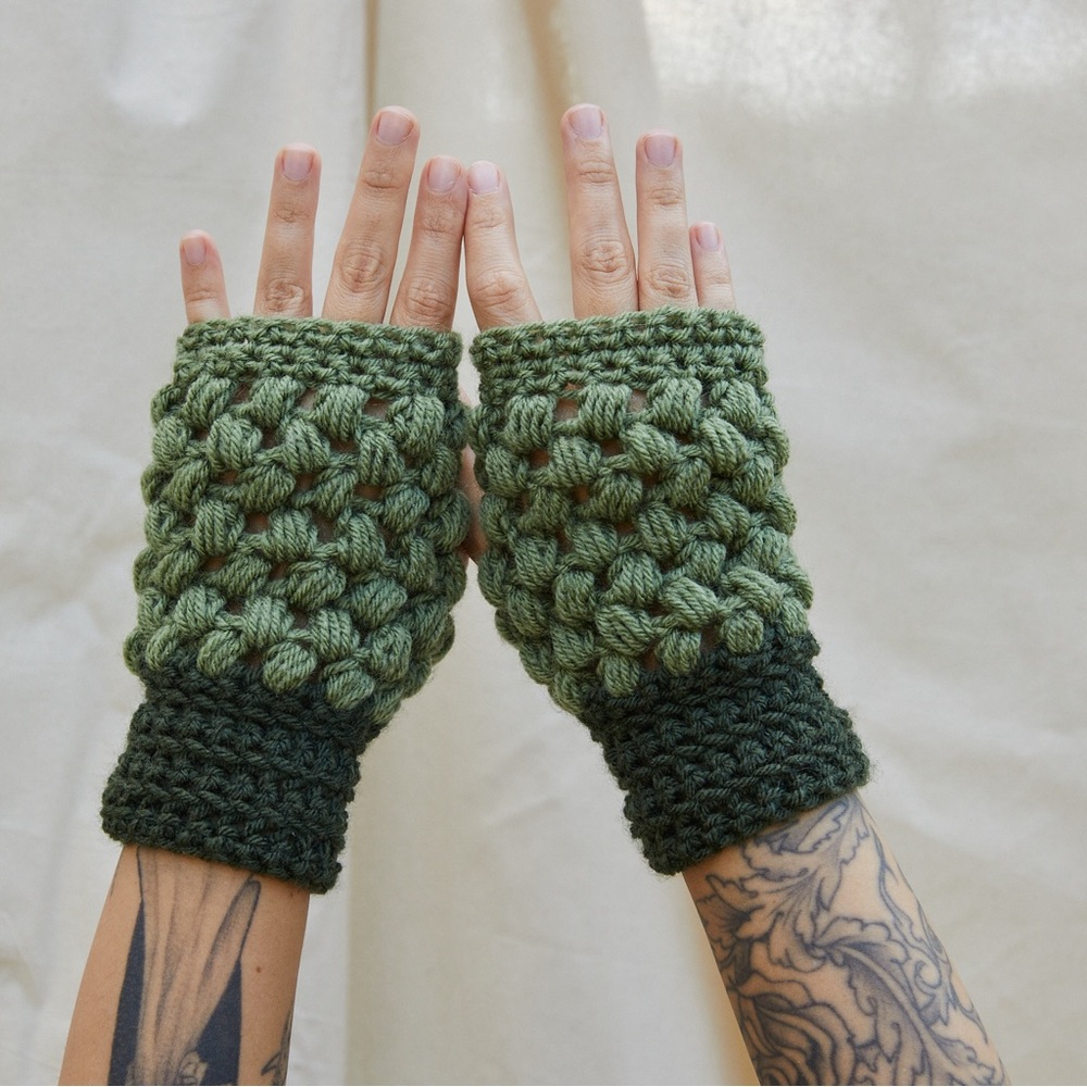 Olive Swirl Handmade Crochet Hand Warmers